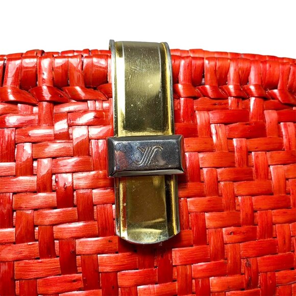 VINTAGE JAEGER cherry red lacquer woven clutch - Picture 6 of 8